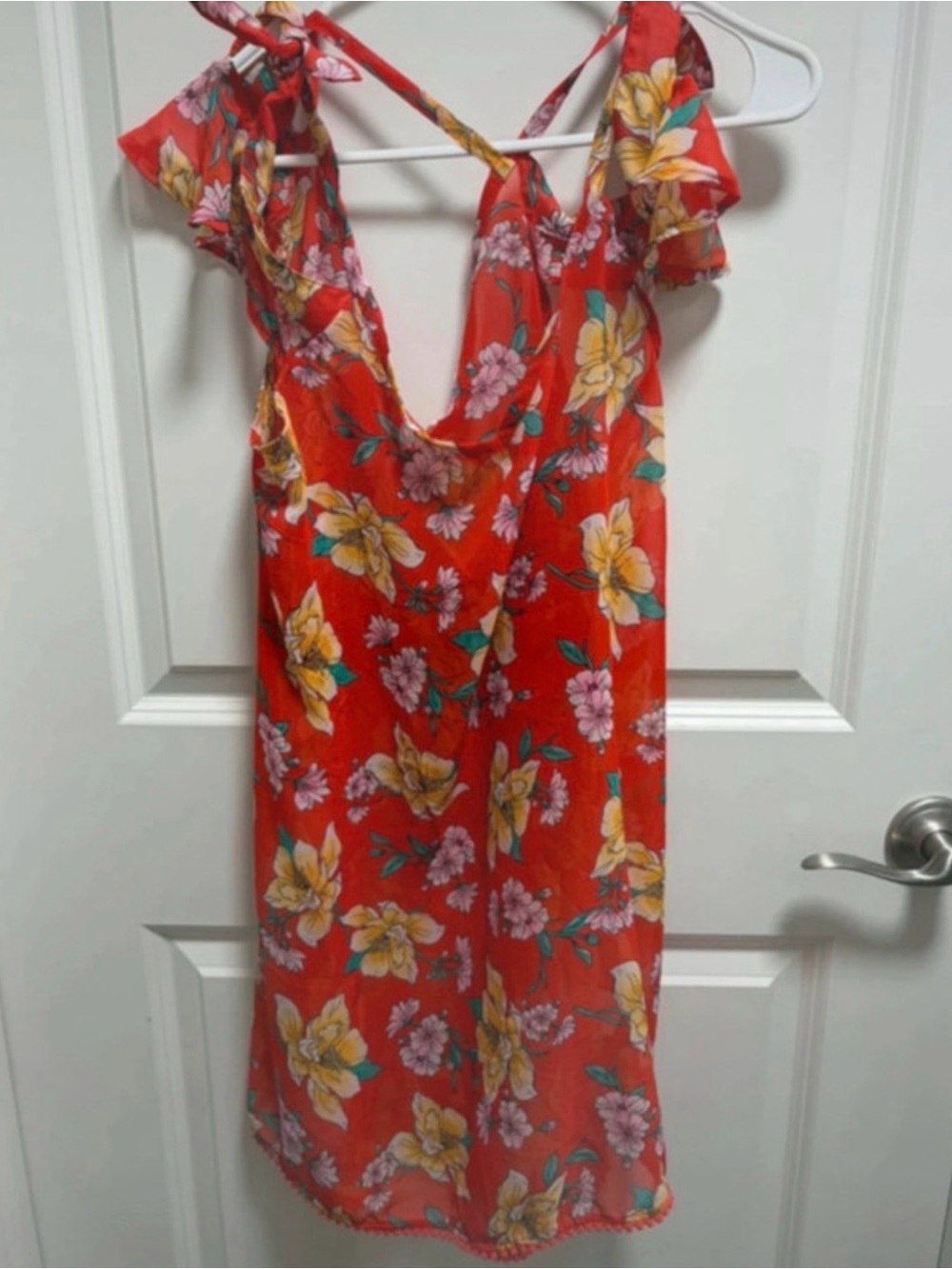 Red Floral Women's Swim Coverup Dress